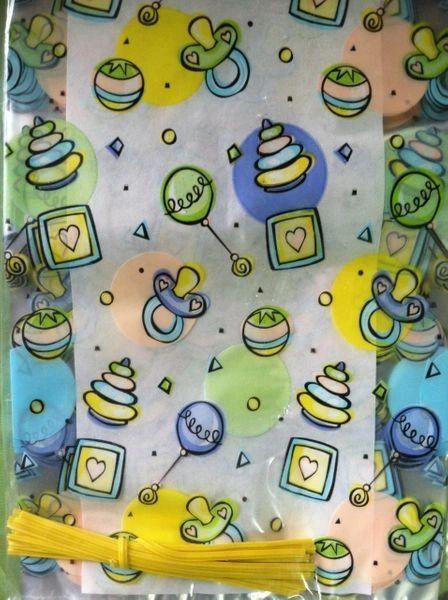 BOGO SALE - Bliss Baby Shower Cellophane Party Favor Gift Bags with Ties, 12in - 20 Bags