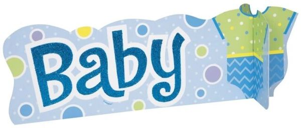 BOGO SALE - Blue Polka Dot Boy Baby Shower Table Centerpiece Decorations, 13in