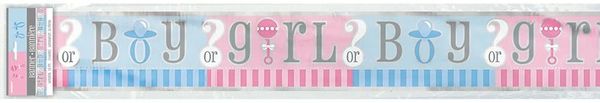 *Gender Reveal Foil Banner, 12ft - Baby Shower Party