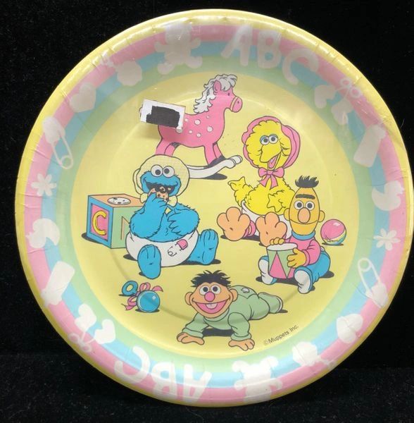 Rare Vintage Sesame Street Babies Party Cake Plates, 8ct