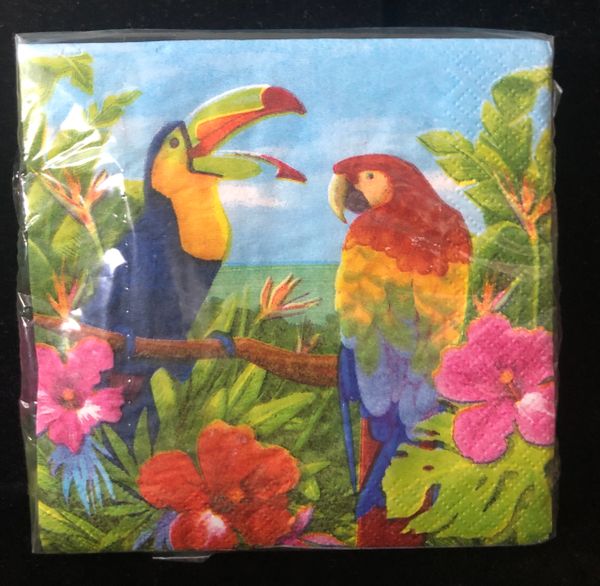 Tropical Birds Beverage Napkins, 16ct - Hawaiian, Parrot, Toucan