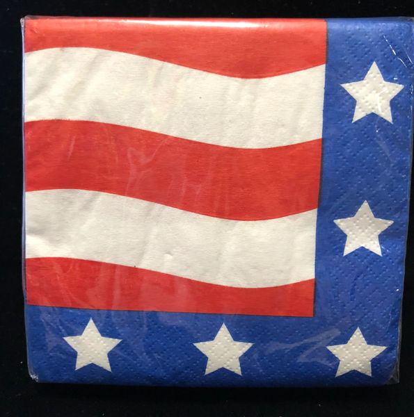 BOGO SALE - Patriotic Beverage Napkins - American Flag
