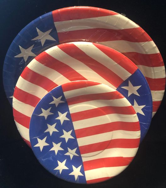 BOGO SALE - Patriotic, American Flag Plates - Red/White/Blue - Party Sale