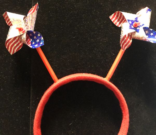 *Patriotic Pinwheel Headband, Red, White, Blue