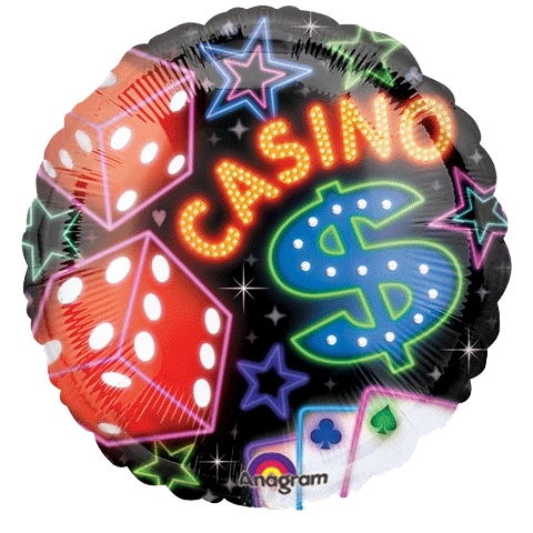 (#4) Casino Party Foil Balloon - Red Dice, 18in - Casino Party