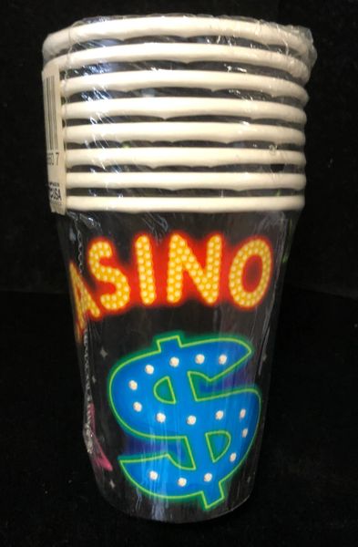 Casino Party Cups, Hot/Cold, 8ct, 9oz - Red Dice