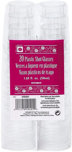 *Clear Plastic Shot Glasses, 20ct