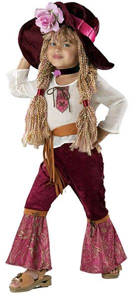 Deluxe Hippie Diva Girl Costume & Wig, Small - Purim - Halloween Sale- under $20
