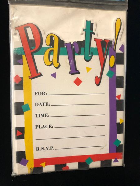 Rare 80s Checkered Party Birthday Invitations, 8ct - Packaged