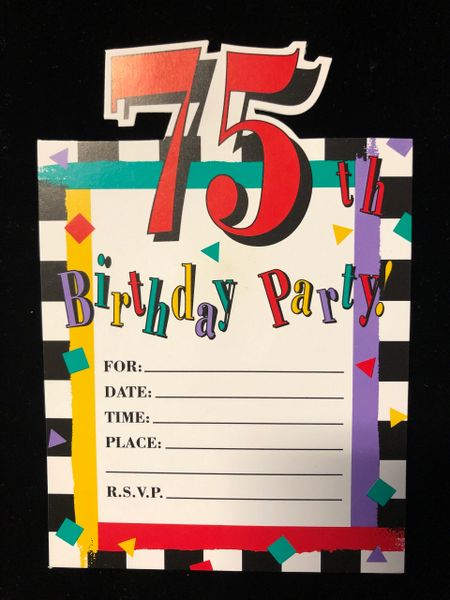 *Vintage 75th Birthday 80s Checkered Party Invitations, 8ct - Party Checks