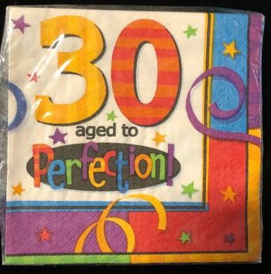 *30th Birthday Party Beverage/Cocktail Napkins, 16ct - aged to Perfection