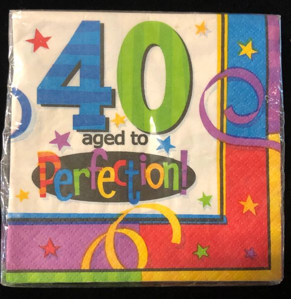 *40th Birthday Party Beverage/Cocktail Napkins, 16ct - aged to Perfection
