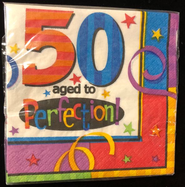 *50th Birthday Party Beverage/Cocktail Napkins, 16ct - aged to Perfection