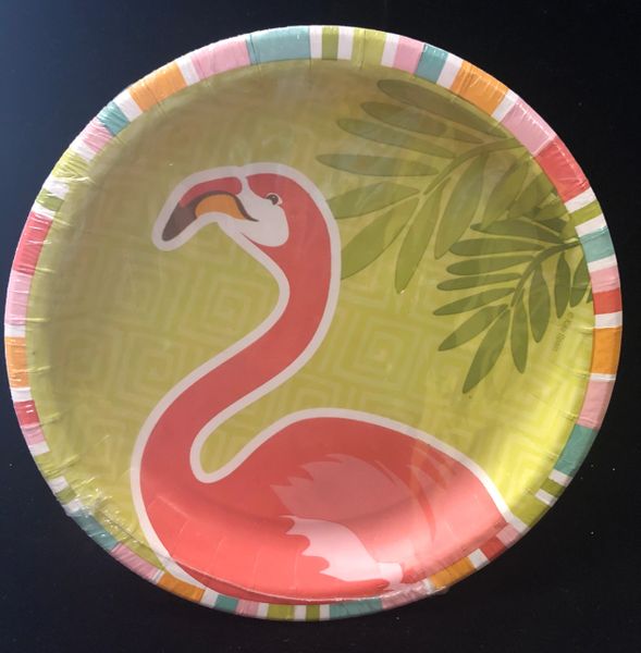 Pink Flamingo Party Cake Plates, 7in - 8ct - Luau Party