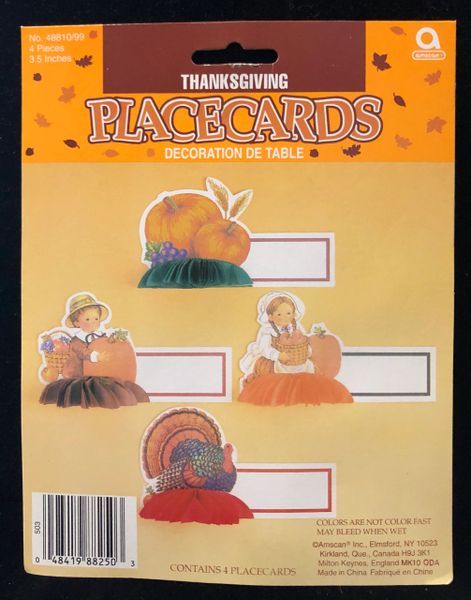 Thanksgiving Honeycomb Place Cards, 4ct, 3,5in