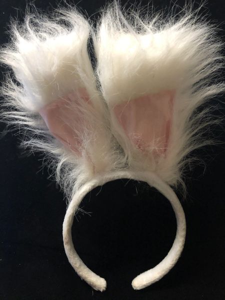 Kids Furry Bunny Ears Headband - White/Pink