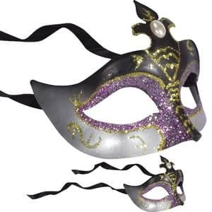 Masquerade Half Eye Mask - Purple/Black/Gold Costume Accessory - under $20