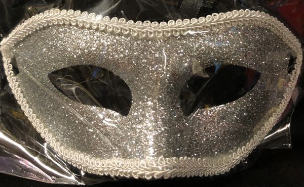 Costume Sale - Glitter Masquerade Half Eye Mask - Silver - Black - Pink - Halloween Spirit - under $20
