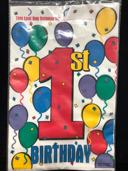 *1st Birthday Party Loot Bags, 8ct - Balloons and Confetti - First Birthday