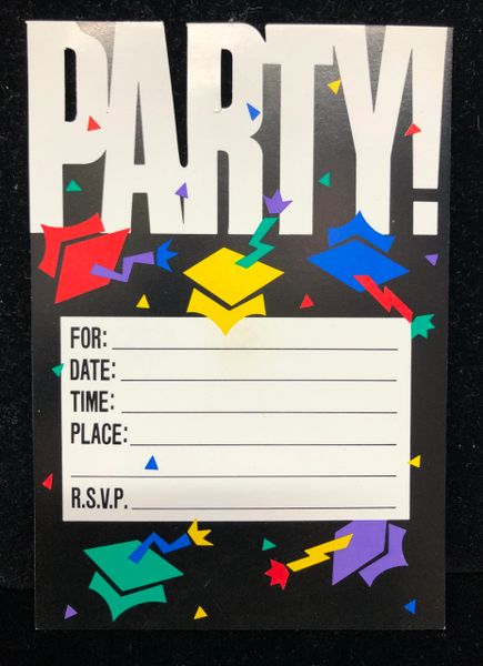 Party! Graduation Invitations, Colorful Caps, 8ct - Packaged