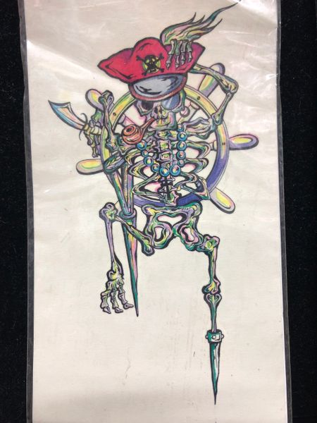 Skeleton Pirate Tattoo Body Art, 6in - under $20