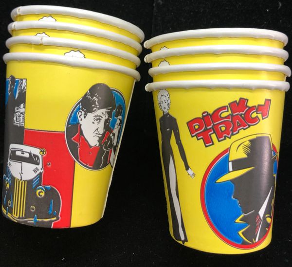 BOGO SALE - Vintage Rare Dick Tracy Birthday Party Cups, 12ct - 7oz