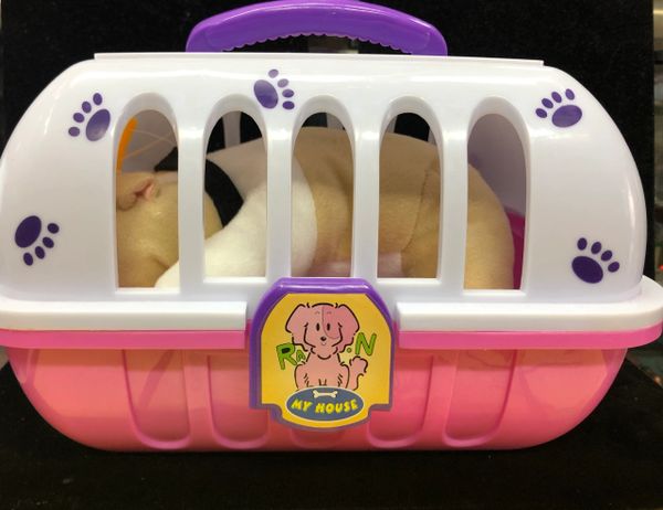 Puppy Dog Plush in Carrier - 12x6in