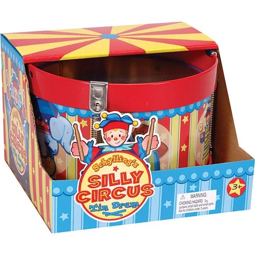 Rare Silly Circus Tin Drum, 2006, by Schylling - Musical - Instrumental Gifts