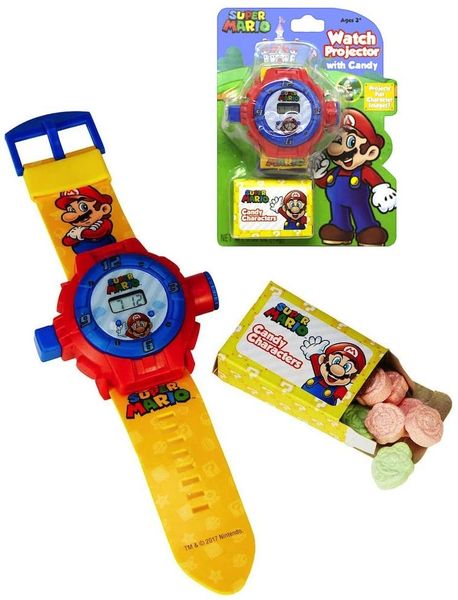 Kids Super Mario Watch Projector with Candy Character - Novelty Toy