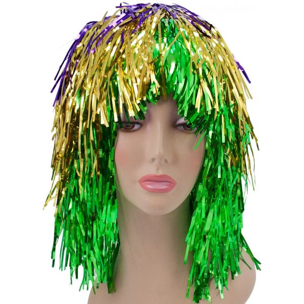 Mardi Gras Tinsel Costume Wig, Unisex - After Halloween Sale