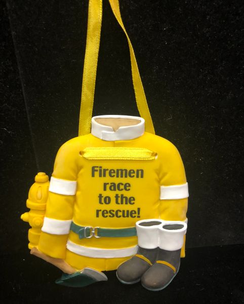 Firemen race to the rescue, Yellow Firefighter Hanging Plaque - Dad Gifts - Father's Day