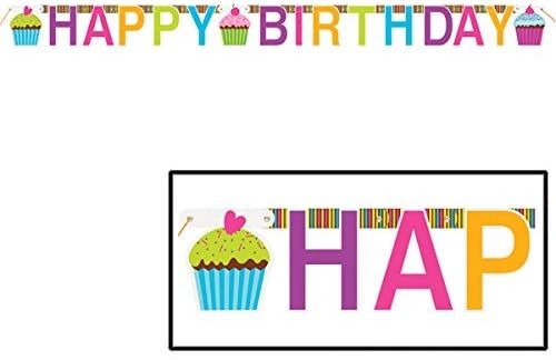 Happy Birthday Sweet Cupcakes Banner Decoration, 4ft - Cupcake Party