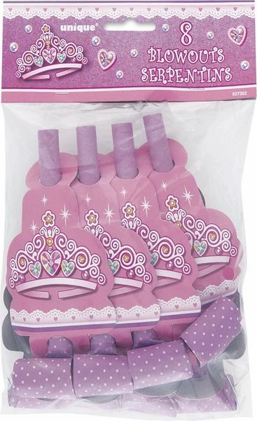 Happy Birthday Princess Party Favor Blowouts, Pink, 8ct