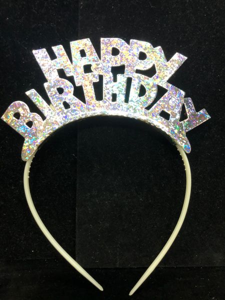 Silver Happy Birthday Headband - Birthday Girl Tiara