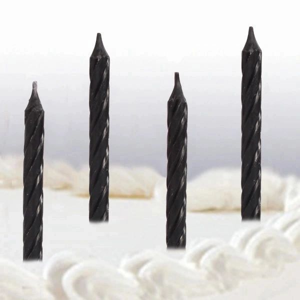Black Birthday Cake Candles - 24ct - After Halloween Sale