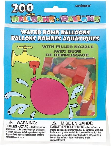 *Water Balloons with Filler Nozzle, 200pcs - Summer Fun
