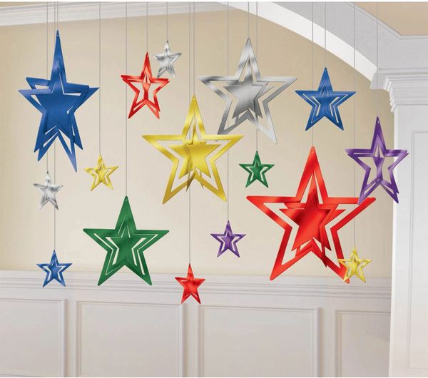 BOGO SALE - 3D Hanging Foil Star Party Decoration Kit - Multi Color