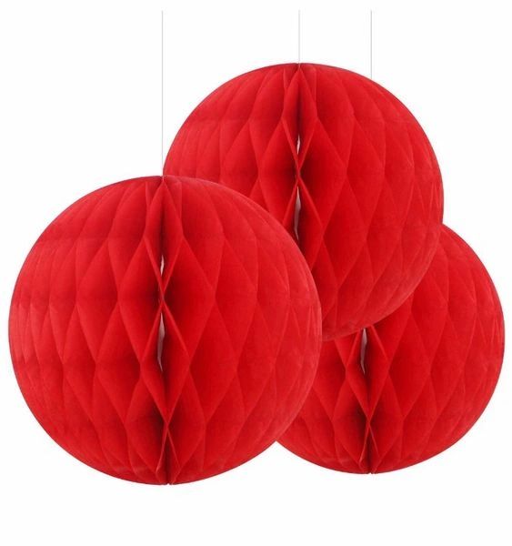 *Red Tissue Paper Honeycomb Ball Decoration, 8in