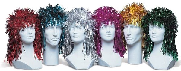 *Punk Rock Star Tinsel Wig 80s Costume Accessory, Unisex - After Halloween Sale - Rocker