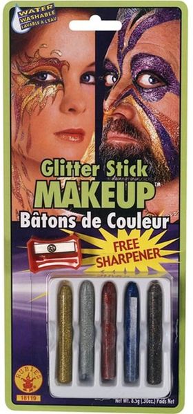 BOGO SALE - Glitter Face Paint Stick Set, Carnival Makeup with Sharpener - Circus - Halloween Sale