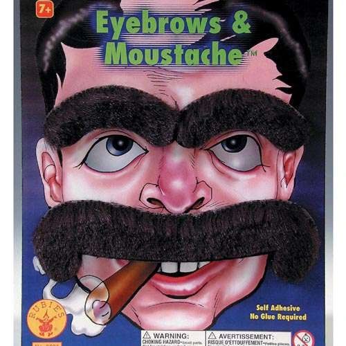 Large Comic Moustache & Eyebrow Accessory - (Mustache) - Grocho - Purim - Halloween Spirit - under $20