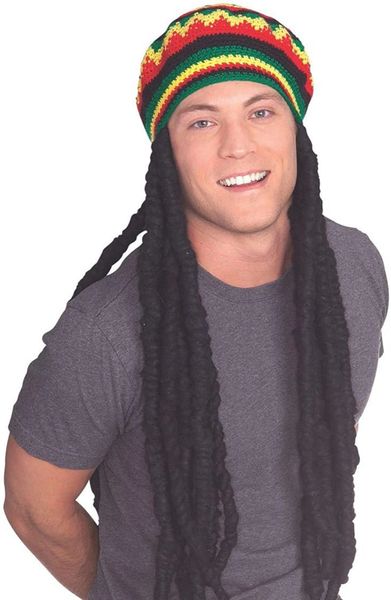 *Jamaican Rasta Wig with Cap and Dreads, Unisex - After Halloween Sale