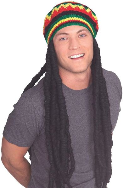 *Jamaican Rasta Wig with Cap and Dreads, Unisex - Halloween Sale