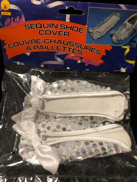 Girls Silver Sequin Shoe Covers - Purim - After Halloween Sale - under $20
