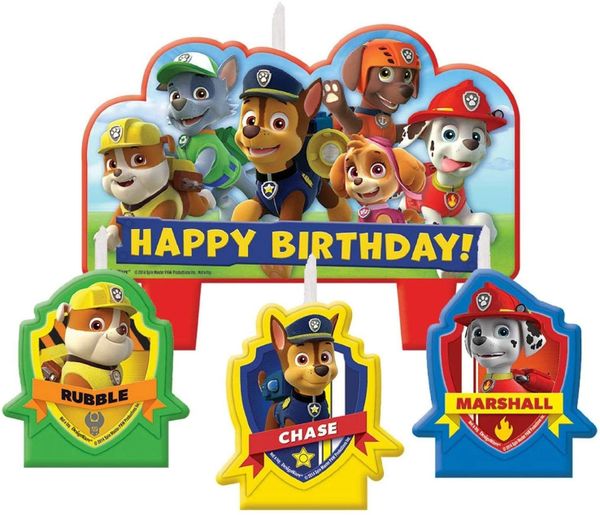 Paw Patrol Happy Birthday Candles Topper Set 4pcs | Mime's Shop