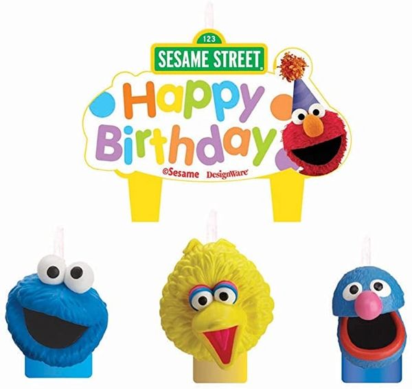 Sesame Street Happy Birthday Candles Cake Topper Set 4pcs - Licensed