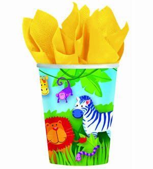 *Jungle Animals Safari Party Cups, hot/cold, 8ct, 9oz