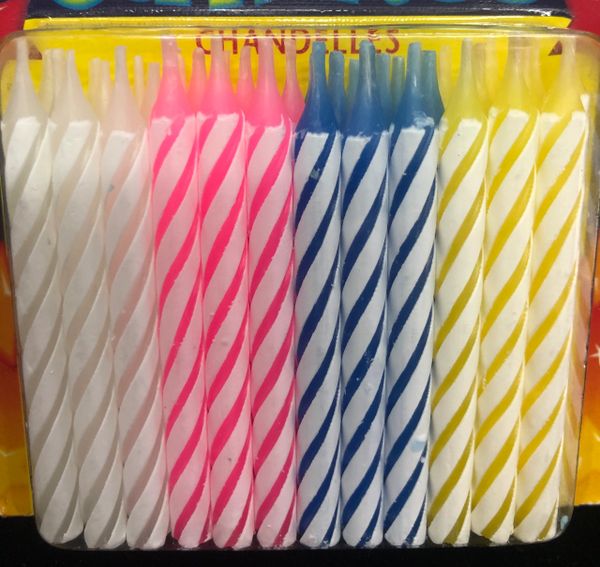 Pink, White, Blue Birthday Cake Candles - 36ct