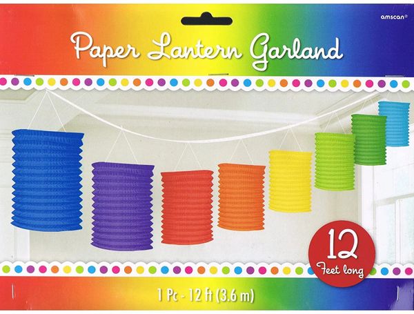 *Multicolor Rainbow Lantern Garland Decoration, 12 Feet
