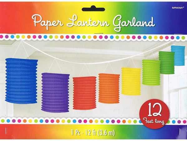 *Multicolor Rainbow Lantern Garland Decoration, 12 Feet